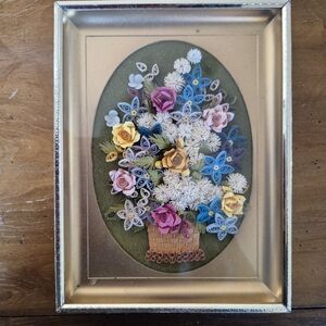 Vintage Paper Quilled Bouquet Art